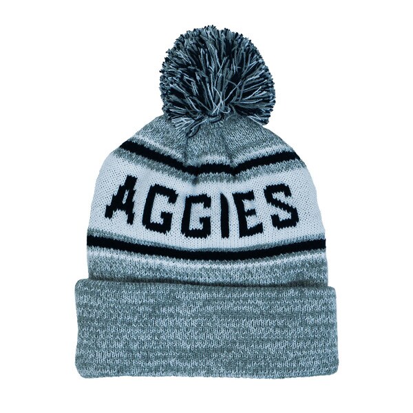 Aggies, U-State, Pom-Pom, Navy, Gray, White, Beanie